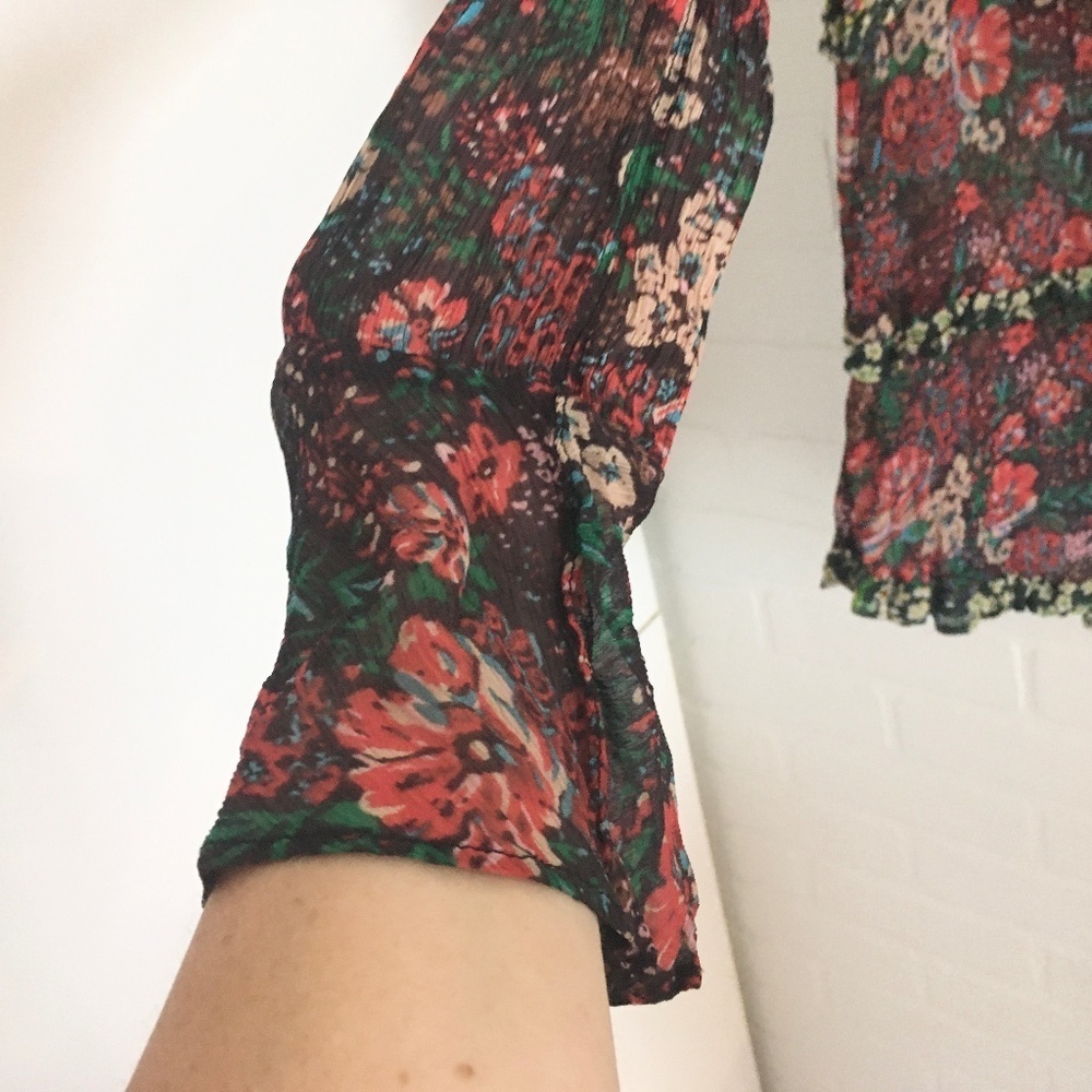 Scotch & Soda Le Jardin d’Apus Sheer Floral Top Bell Sleeve Sz S - Picture 8 of 14